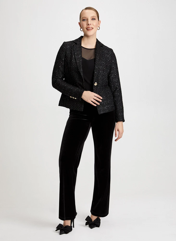 Metallic Tweed Jacket & Velvet Pants