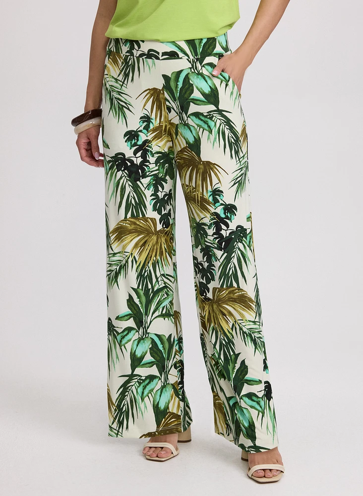 Pantalon Olivia à motif feuilles