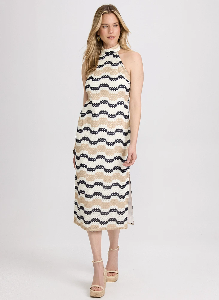 Robe en crochet à rayures zig-zag