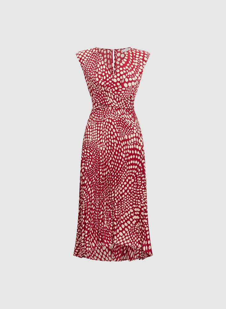 Polka Dot Plissé Dress