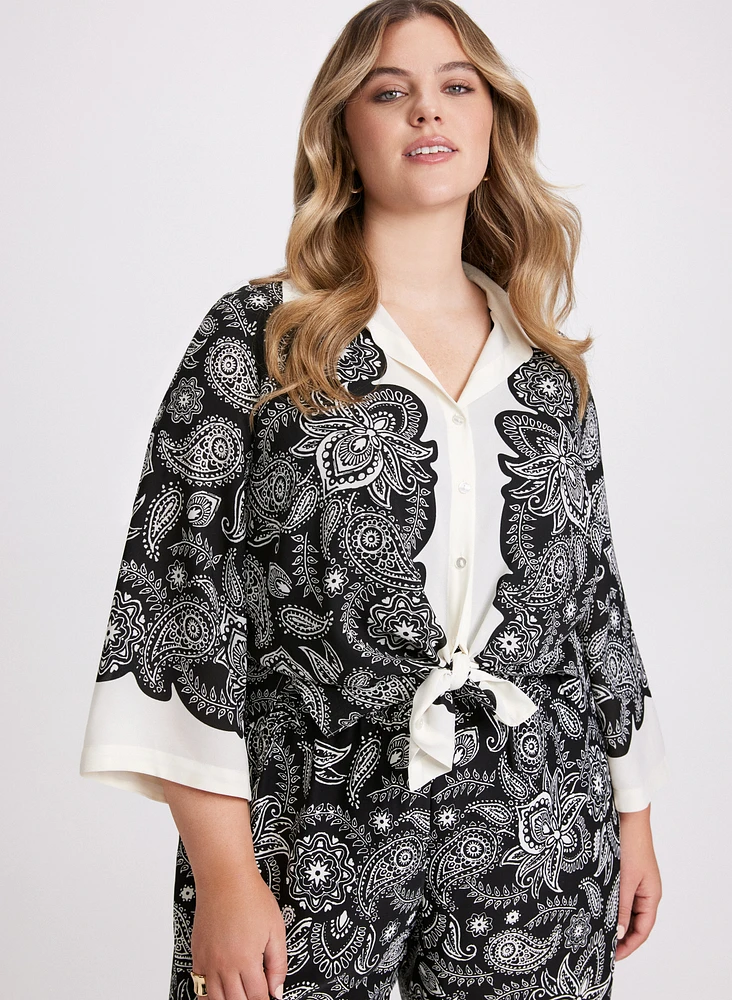 Paisley Placement Print Blouse