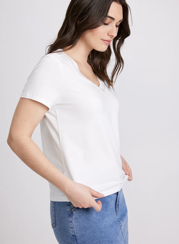 Pearl Detail T-Shirt