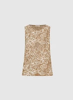 Embroidered Open Knit Top