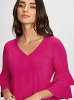 Ruffle Sleeve V-Neck Top