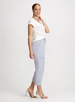 Cotton Drawstring Waist Cargo Capris