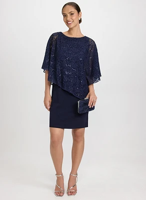 Robe effet cape à paillettes