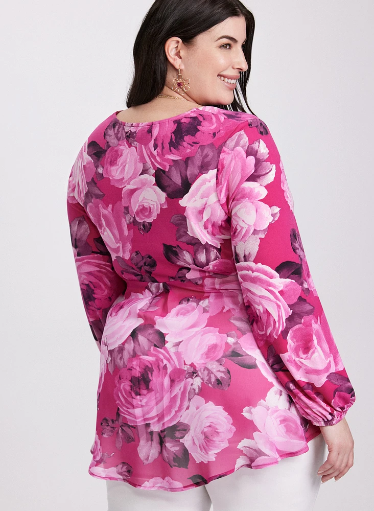 Balloon Sleeve Floral Tunic