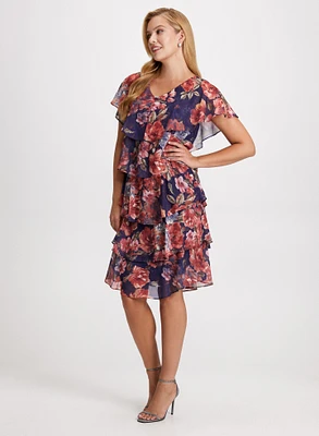 Tiered Floral Print Dress