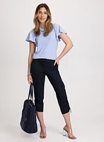 Cropped Drawstring Hem Cargo Pants