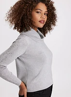 Rhinestone Trim Knit Sweater