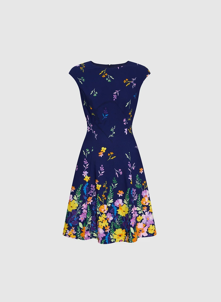 Cascading Floral Print Dress