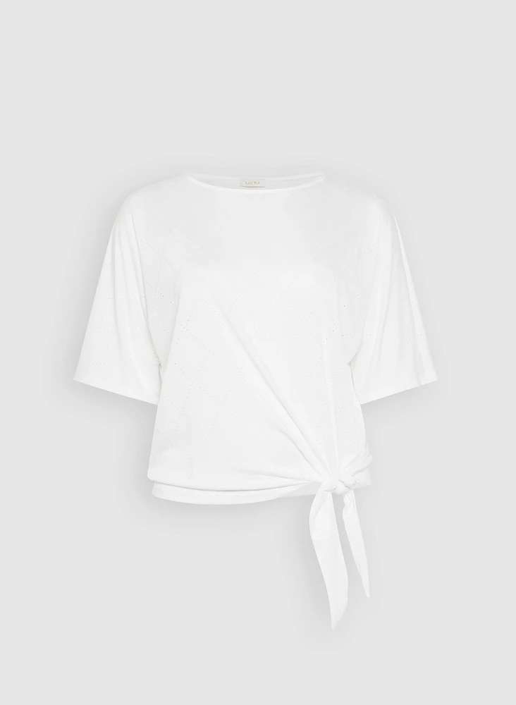 Pointelle Elbow Sleeve Top