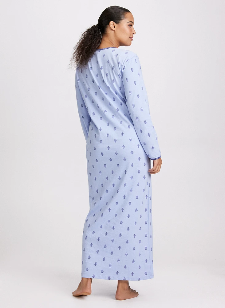 Abstract Print Long Nightgown