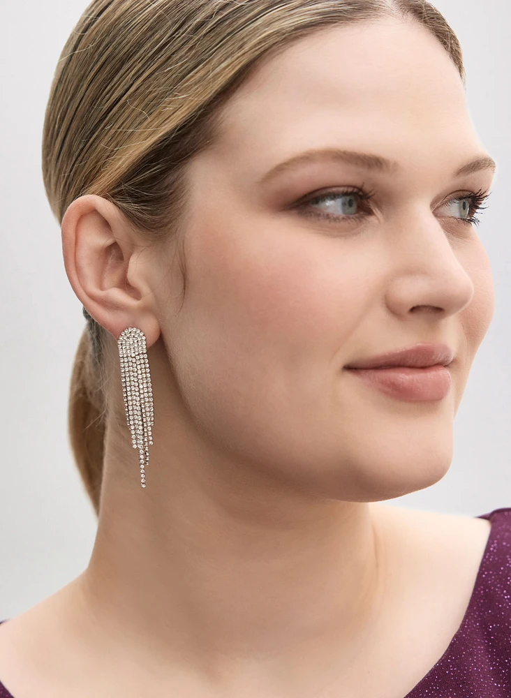 Crystal Half-Moon Cascade Earrings