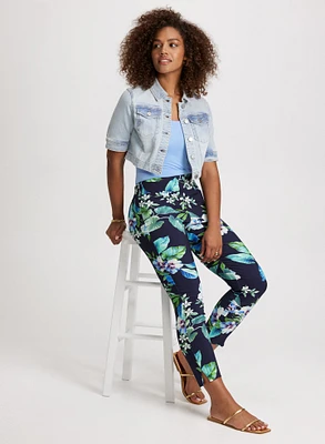 Pull-On Floral Ankle Pants