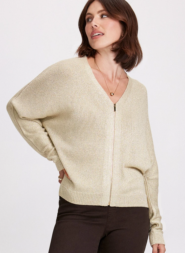 Cardigan à manches dolman et fermeture éclair