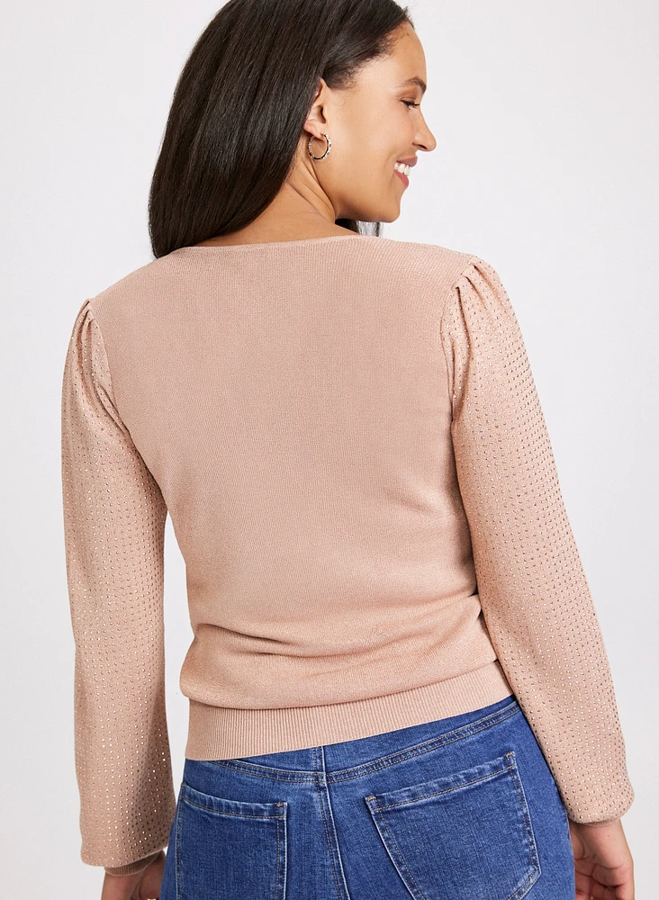 Embellished V-Neck Sweater