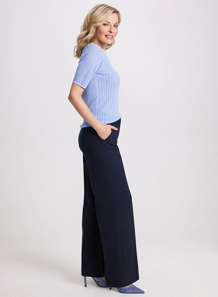 Olivia Wide Leg Contrasting Trim Pants – Regular