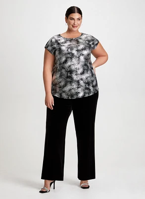 Metallic Print Top & Velvet Pants