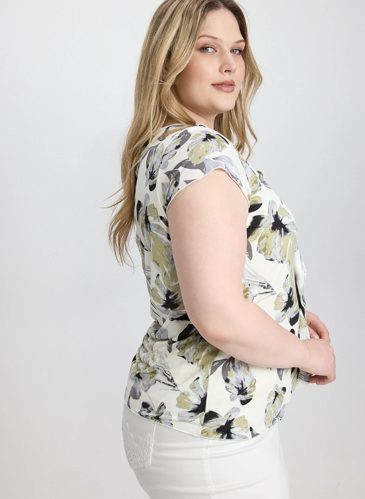 Floral Ruffle Front Top