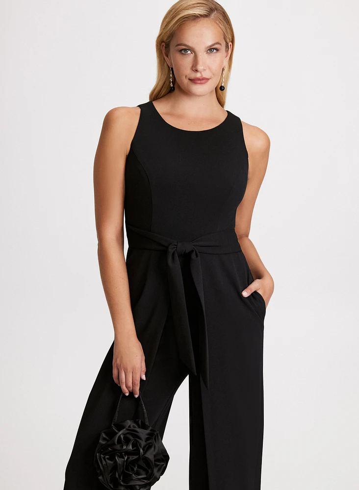 Split-Leg Crepe Jumpsuit