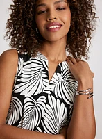Robe sans manches à motif feuilles