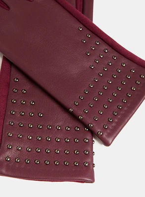 Studded Vegan Leather Gloves