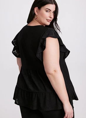 Peplum Eyelet Top