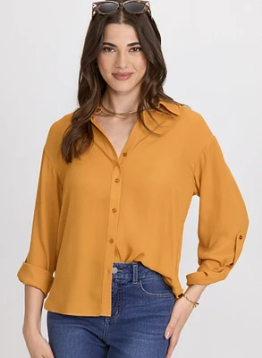 Crepe Button-Down Blouse