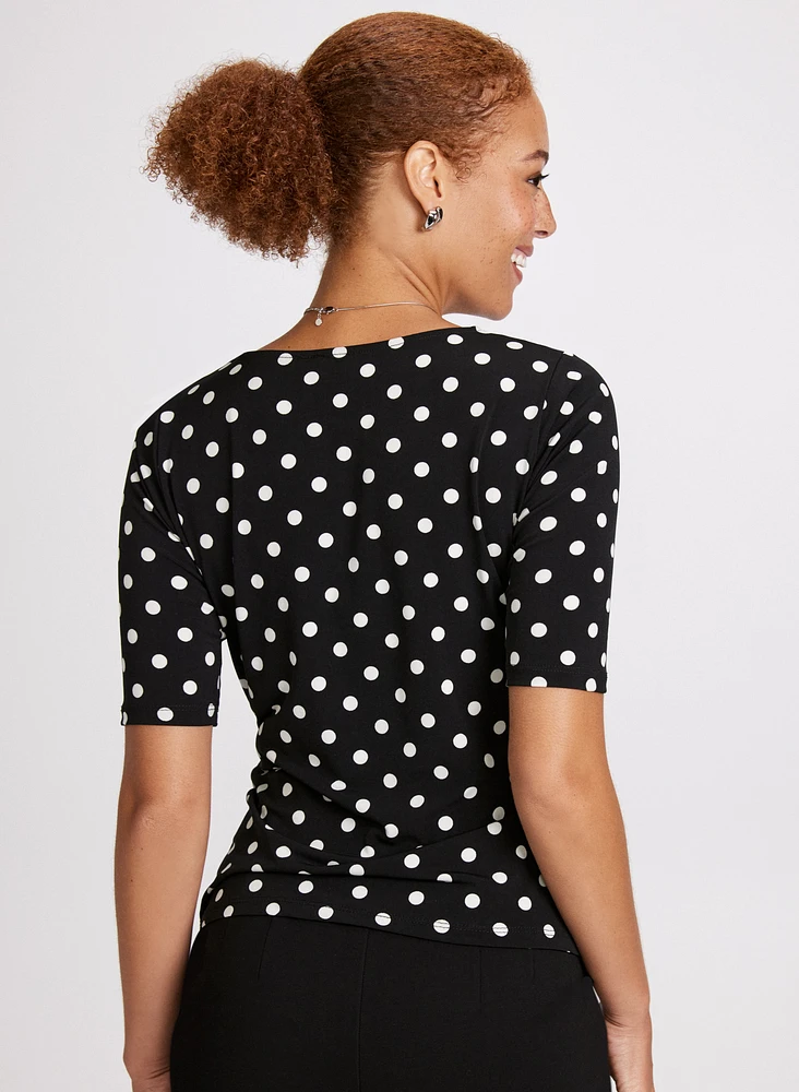 Side-Tie Polka Dot Top