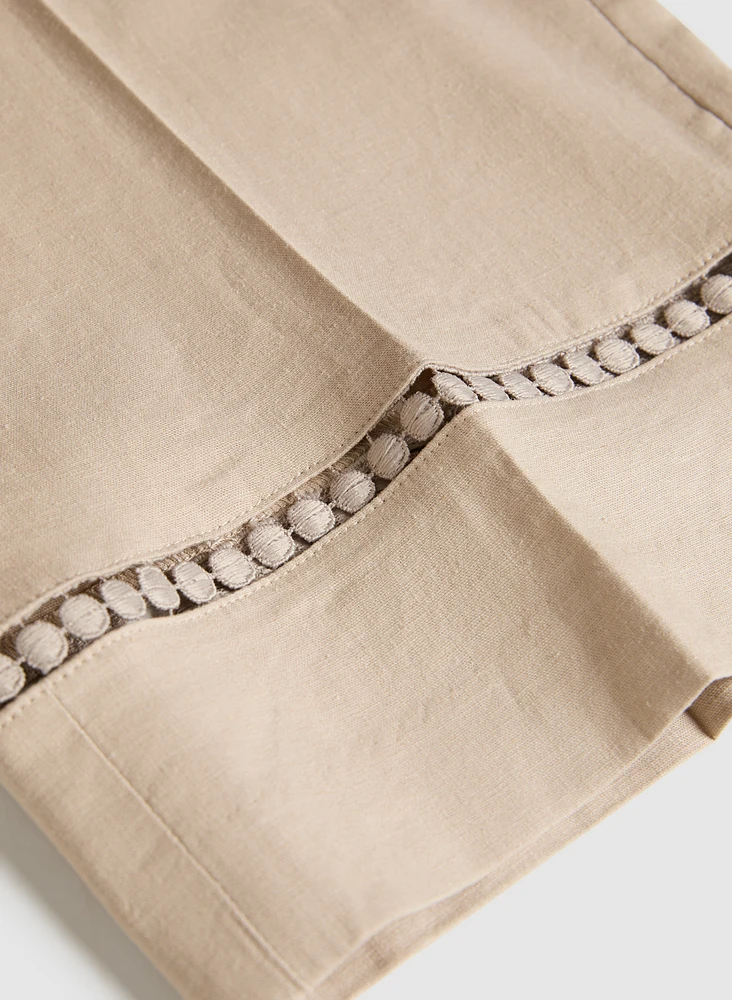 Stretch-Linen Crochet Detail Culottes
