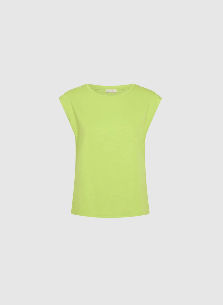 Metallic Button T-Shirt