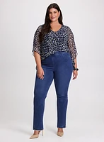 Animal Print Top & Pull-On Jeans