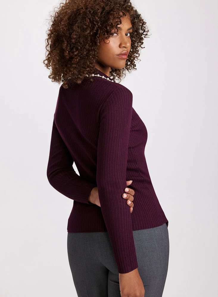 Pearl Trim Long Sleeve Sweater