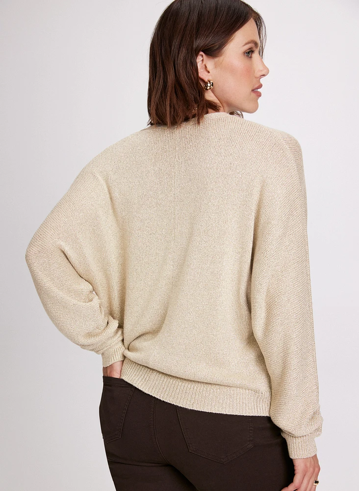 Zip-Front Long Dolman Sleeve Cardigan