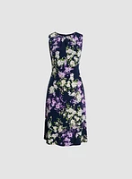 Pleated Neck Floral Dress