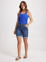 Lace-Up Ribbed Tank Top