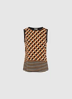 Geometric Print Sleeveless Mock Neck Top