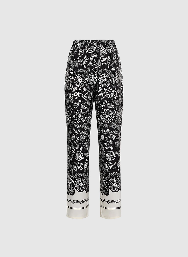 Pantalon Olivia à motif paisley jambe large