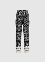 Olivia Contrast Paisley Wide-Leg Pants