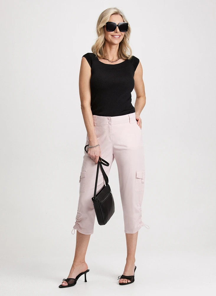 Sleeveless Knit Pullover & Cropped Cargo Pants