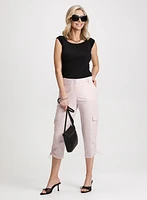 Sleeveless Knit Pullover & Cropped Cargo Pants