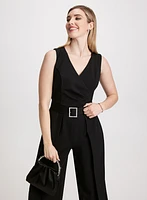 Crepe Belted Sleeveless Jumpsuit