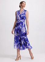 Robe midi à motif feuilles