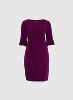 Flounce Sleeve Ruched Detail Dress
