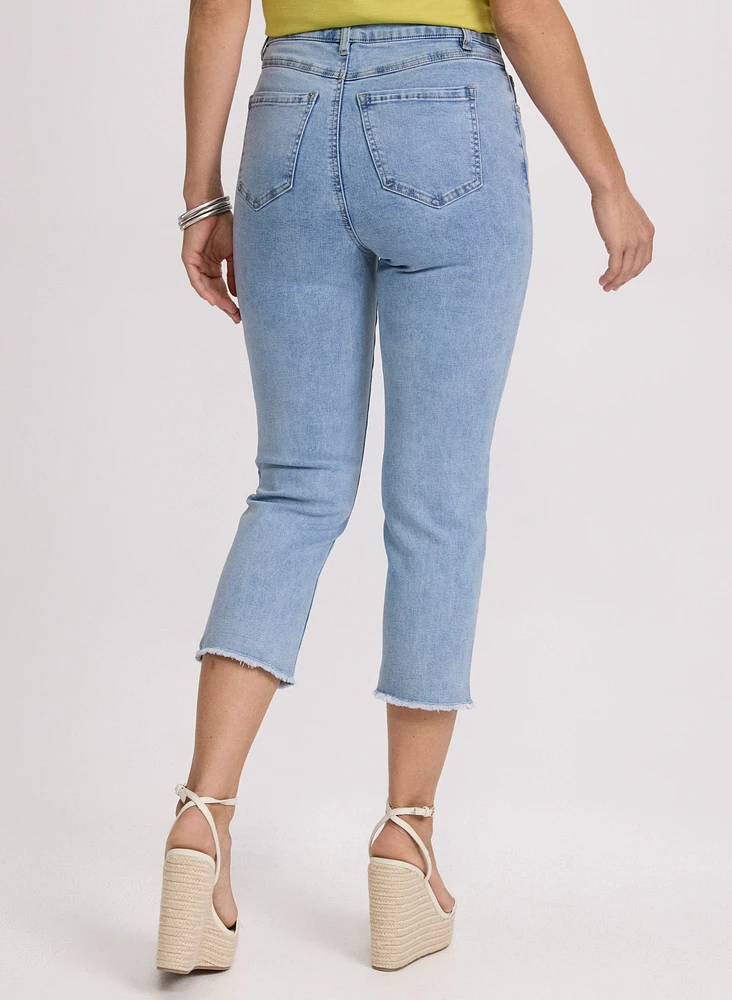 Stone Embellished Denim Capris