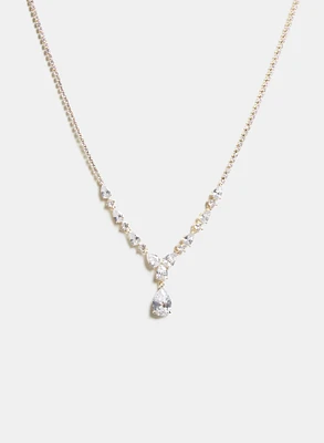 Crystal Teardrop Pendant Necklace