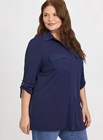 Jersey Button-Down Blouse