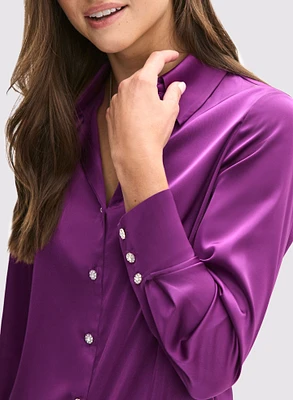 Satin Button-Down Blouse