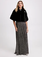 Embellished Faux Fur Cape